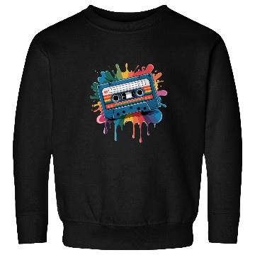 Discover 80s Retro Cassette Splash Classic Cassette Tape Sweatshirts