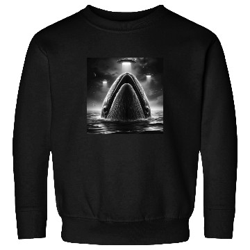 Discover Whale cetacean Funny Graphic Selfie with UFOs Weir Sweatshirts
