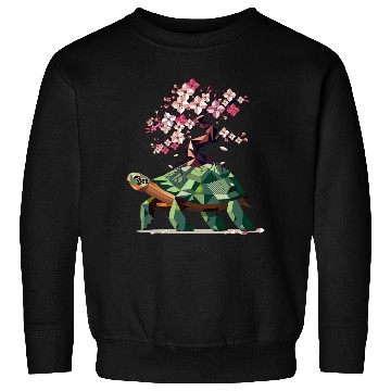 Discover Turtle with blooming cherry blossom bonsai Sweatshirts