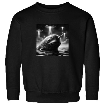 Discover Narwhal Funny Graphic Selfie with UFOs Weird Alien Sweatshirts