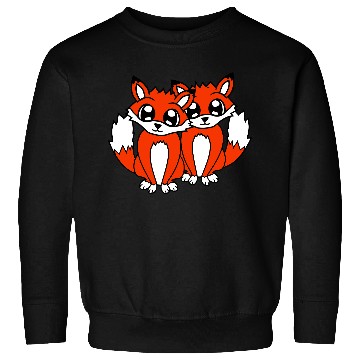 Discover 2 Foxes Friends Red Fox Two Wild Animals Team Crew Sweatshirts