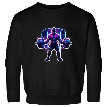 Discover Cyberpunk Gym Warrior – Neon Powerlifting Sweatshirts