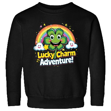 Discover Cheerful Lucky Clover and Rainbow Sparkles Scene Sweatshirts
