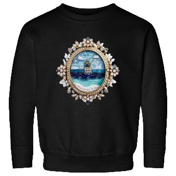 Discover Lighthouse Mosaic Brooch Gemstone Embellishmes Sweatshirts