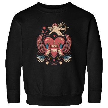 Discover Vintage Valentine I Love You Cupid Heart Design Sweatshirts