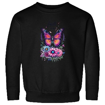 Discover Butterfly with Flowers Art Faith Over Fear Sweatshirts