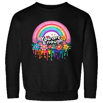 Discover "You Are Enough" Rainbow and Flowers Inspirational Sweatshirts