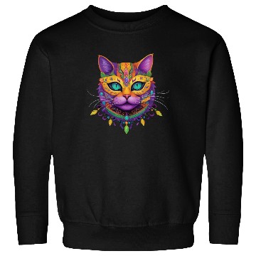 Discover Cute Cat Mardi Gras Carnival Cat Lover Sweatshirts