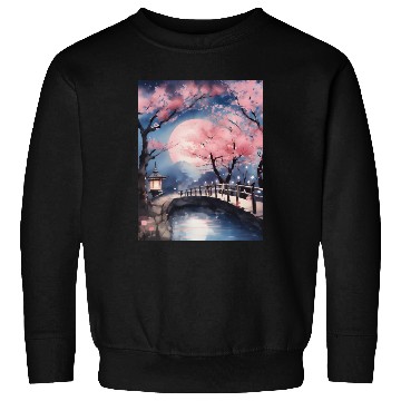 Discover Watercolor cherry blossom festival full moon Sweatshirts