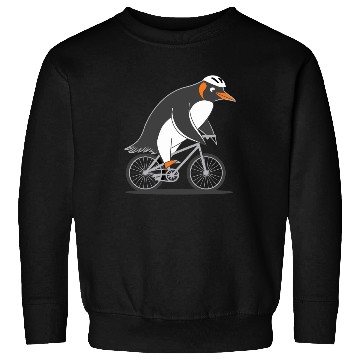 Discover Penguin Riding Bicycle Fun Adventure Illustration Sweatshirts