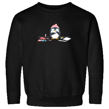 Discover Crafting Hobby Penguin with Scissors Relaxation Sweatshirts