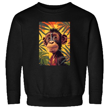 Discover Chimpanzee close-up among branches. Sweatshirts