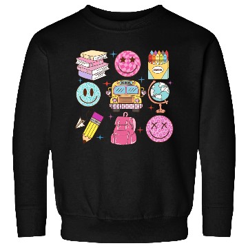 Discover Back To School School Bus Smiling Faces Pencil Cra Sweatshirts