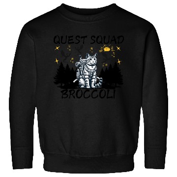 Discover Retro Quest Fantasy Squad Broccoli Funny Cat Lover Sweatshirts