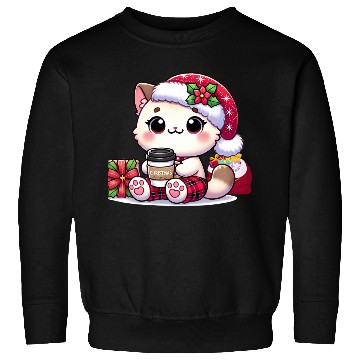 Discover A Cute Kawaii Cat Drinking Coffee Sweatshirts