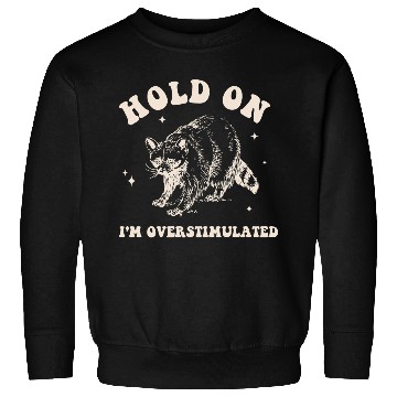Discover Hold On I'm Overstimulated Raccon Sweatshirts