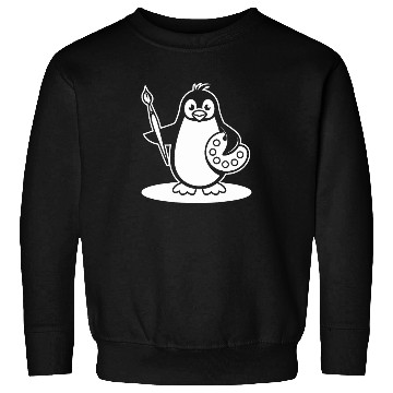 Discover Creative Penguin Artist Holding Brush Sweatshirts