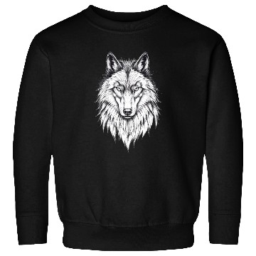 Discover Wolf Face: Majestic and Wild Sweatshirts