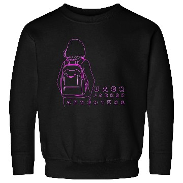 Discover Neon Backpack Adventure Illustration Sweatshirts