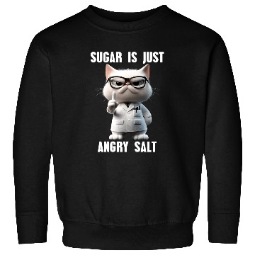 Discover Sugar Is Just Angry Salt Meme Cat Science Sweatshirts