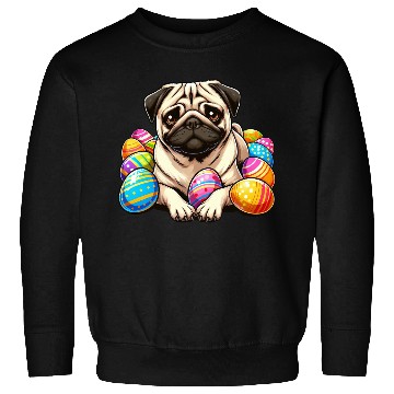 Discover Cute Pug Easter Egg Cartoon Relax Chill Sweatshirts
