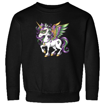 Discover Happy Mardi Gras Unicorn Mask New Orleans Girls Sweatshirts