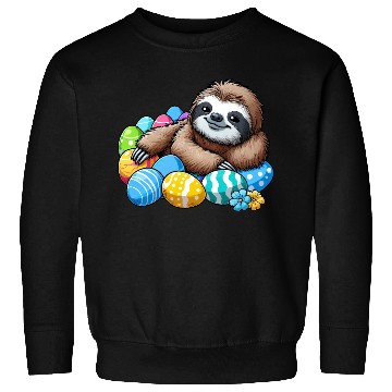 Discover Cute Sloth Easter Egg Cartoon Chilling Sweatshirts