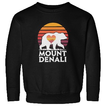 Discover Retro Mount Denali Bear Sunset Art Sweatshirts