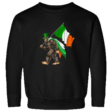 Discover St. Patrick's Day Bigfoot Ireland Flag Sweatshirts