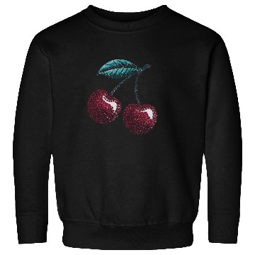 Discover Sweet Cherry Delight with Vibrant Leafy Accent Sweatshirts