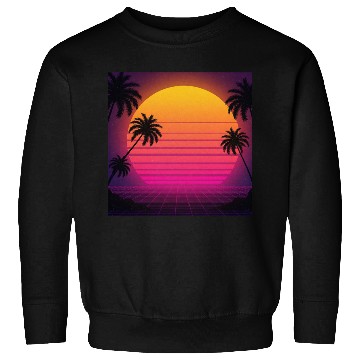 Discover Retro Sunset with Palm Trees Sweatshirts