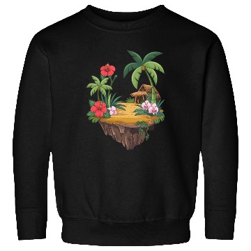Discover Tropical Island Hut Hibiscus and Orchids Sweatshirts