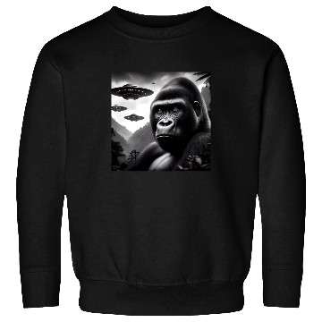Discover Gorilla Monkey Funny Graphic Selfie with UFOs Weir Sweatshirts