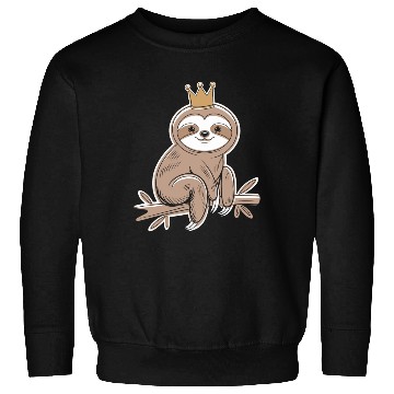 Discover Cute Sloth with Royal Crown Relaxing on Branch Sweatshirts