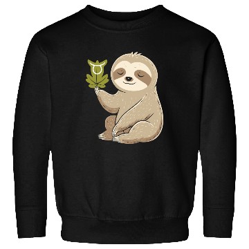 Discover Taurus Zodiac Sloth with Leaf Symbol Serenity Sweatshirts