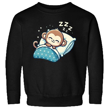 Discover Monkey Sleeping In Bed At Night Time Sweatshirts