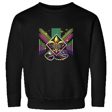 Discover Mardi Gras Retro Synthwave Mask Neon Vibes Sweatshirts