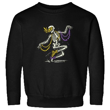Discover Mardi Gras Skeleton Dance Beads Mask Fun Sweatshirts