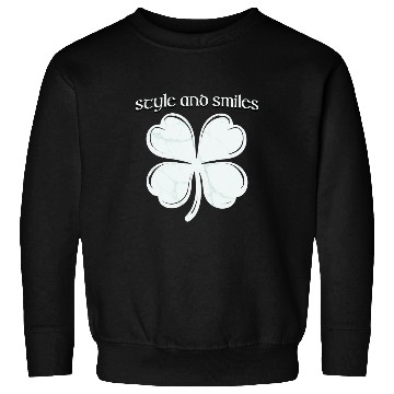 Discover Style and Smiles Large Clover Graphic and Text Sweatshirts