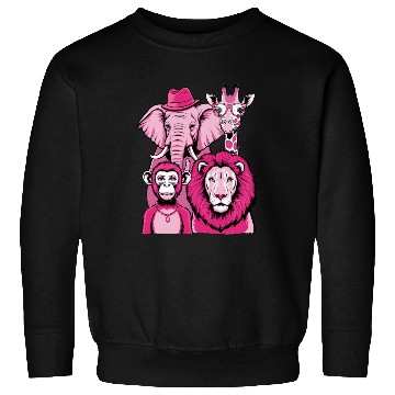 Discover Elephant Monkey Lion Giraffe Cool Crew Pink Vibes Sweatshirts