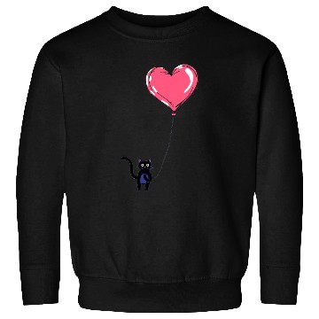 Discover Cat Holding a Heart-Shaped Balloon Sweatshirts