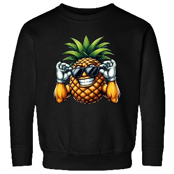 Discover Strong Pineapple with Sunglasses Cartoon Sweatshirts