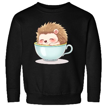 Discover Cute hedgehog relaxing in a light blue cup Sweatshirts