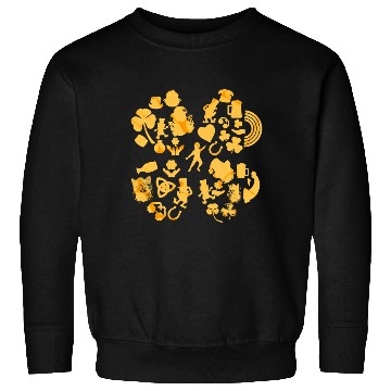 Discover Gold 4-Leaf Clover Collage graphic Design Sweatshirts