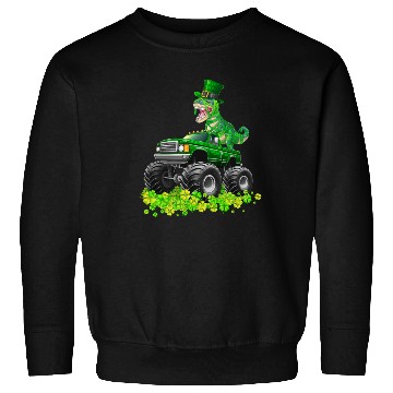 Discover Monster Truck T-rex St Patricks Day Dinosaur Cute Sweatshirts