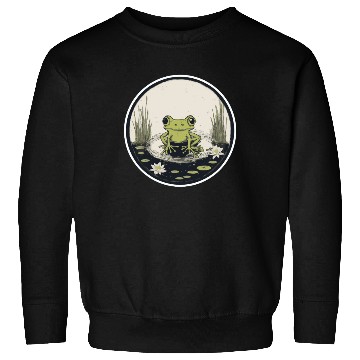 Discover Serene Frog in a Tranquil Pond Sweatshirts