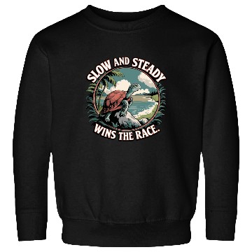Discover Slow And Steady Turtle Wins The Race Illustration Sweatshirts