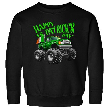 Discover Happy St Patricks Day Toddler Lucky Monster Truck Sweatshirts
