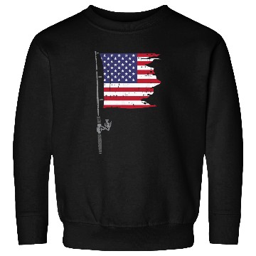 Discover Fishing Rod American Flag Sweatshirts