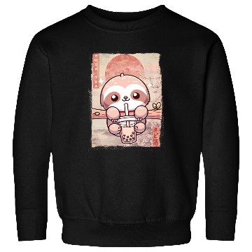 Discover Cute Kawaii Sloth Drinks Boba Tea Japanese Sweatshirts